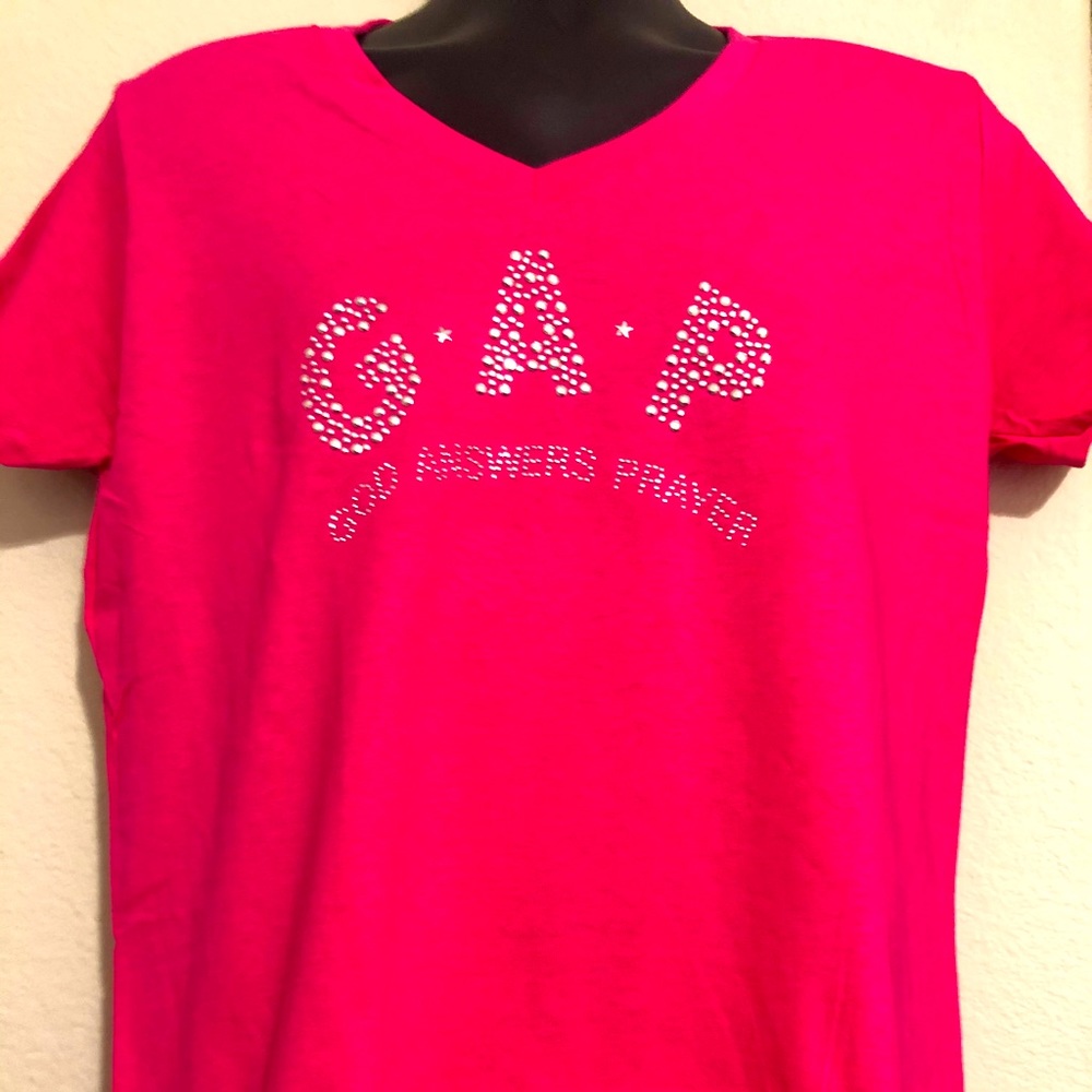 Rhinestone GOD ANSWERS PRAYERS “ Short Sleeve Tee